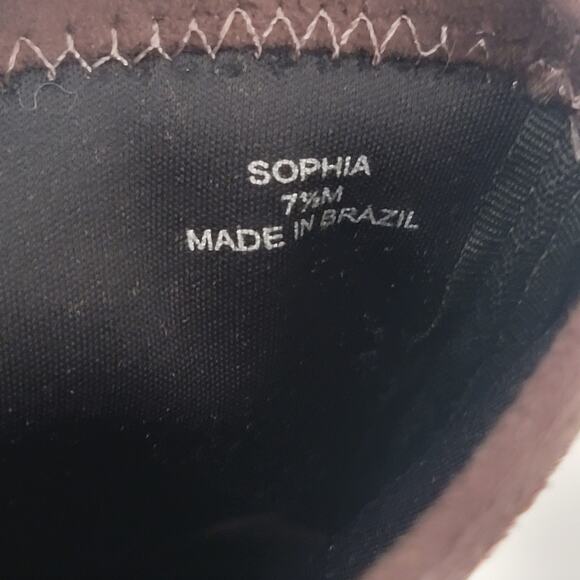 Donald J. Pliner Brown Faux Suede Sock Boot Sz 7.5 Kitten Heel Sophia Minimalist - Picture 12 of 15